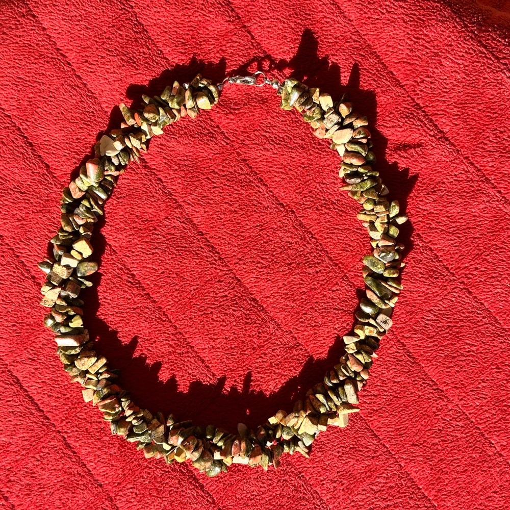 Earthy Tones Genuine Natural Stone Necklace 18 inch Choker  Lobster Clasp